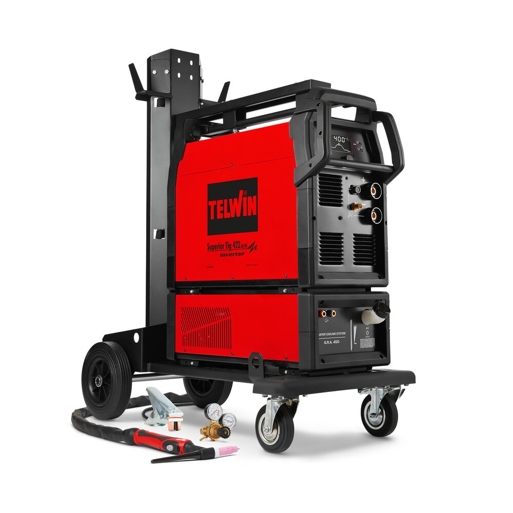 SUPERIOR TIG 422 AC/DC AQUA + ACC. + TROLLEY - Aparat de sudura Telwin TIG cu sistem de racire si accesorii in carucior - 1 | YEO