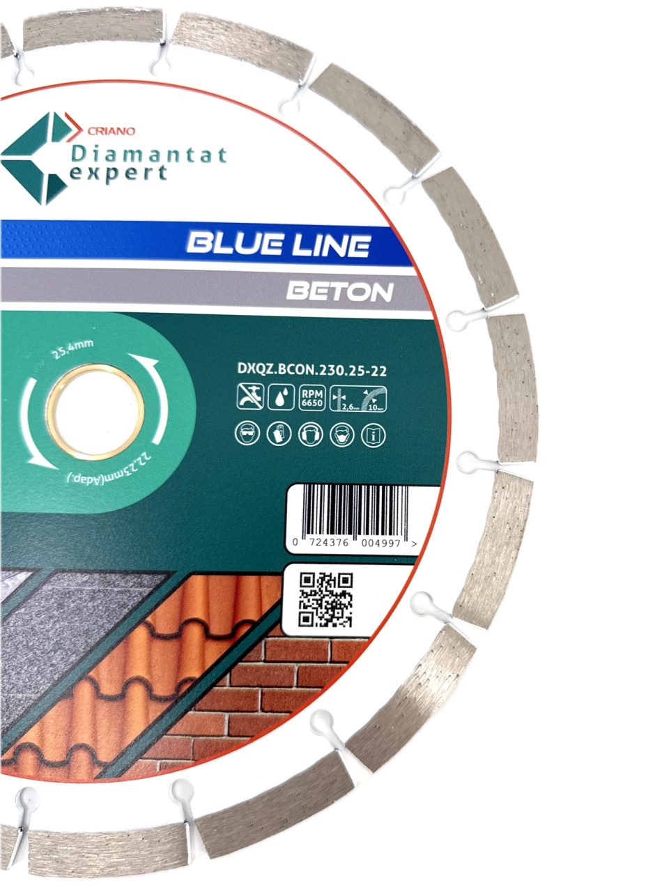 Disc DiamantatExpert pt. Beton, Materiale constructii 230x25,4/22.23(inel) (mm) taiere uscata sau umeda, Blue Line Profesional - DXQZ.BCON.230.25-22 - 2 | YEO