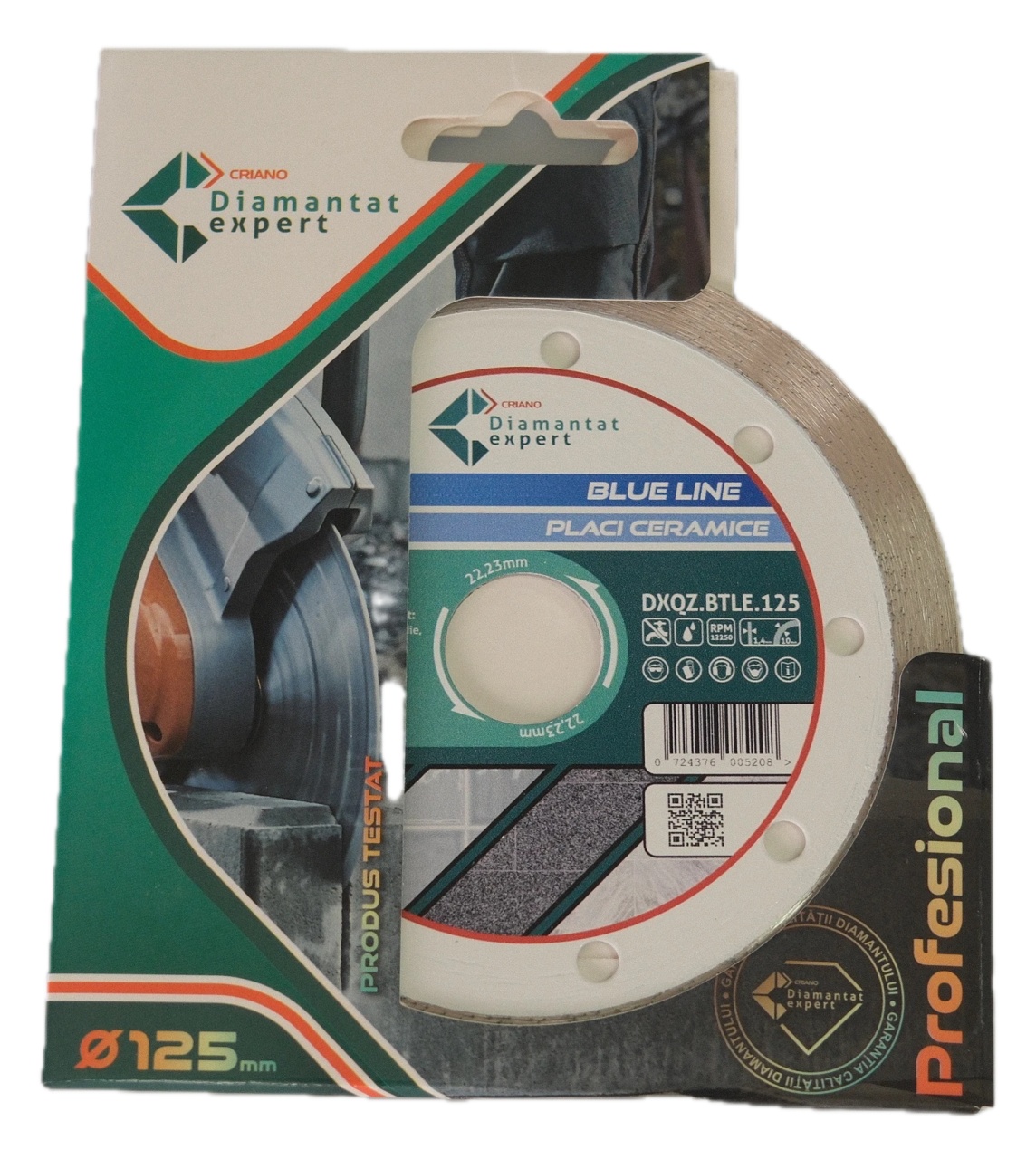 Disc DiamantatExpert pt. Ceramica, Gresie Portelanata de Duritate Medie, Placi 125x22.23 (mm) taiere uscata sau umeda, Blue Line Profesional - DXQZ.BTLE.125 - 3 | YEO