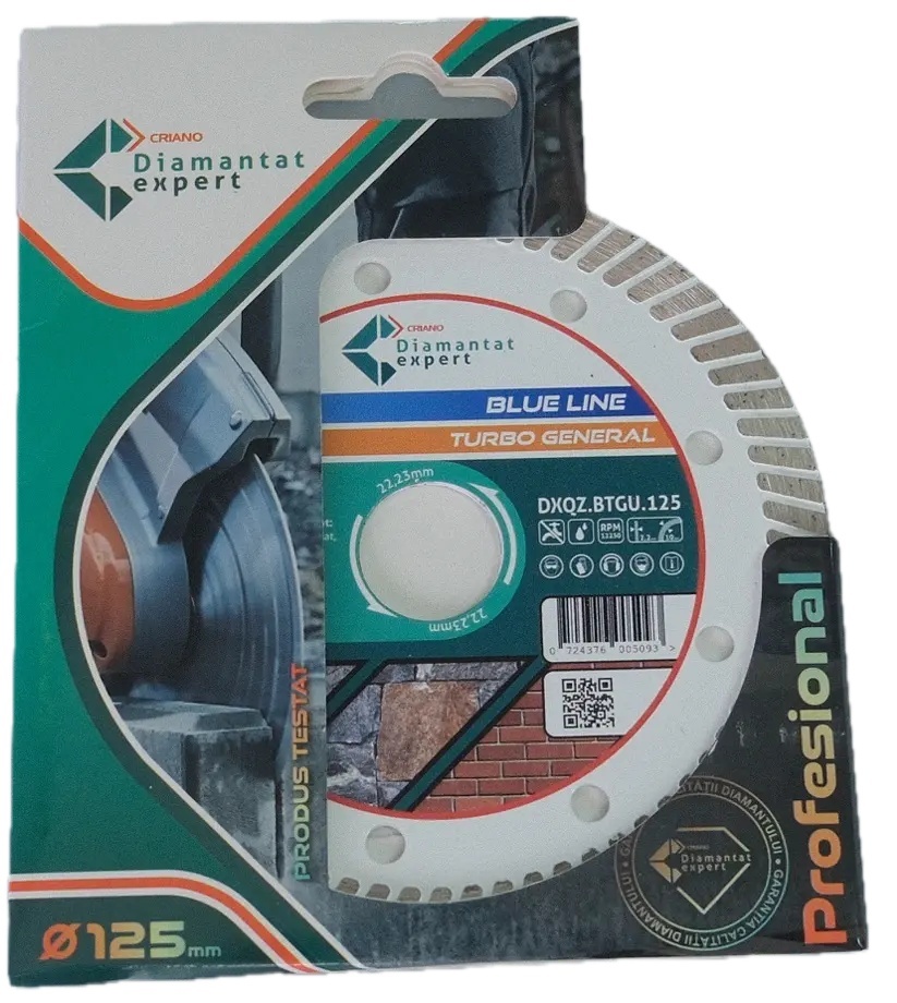 Disc DiamantatExpert TURBO pt. Beton Ranforsat Usor, Materiale de constructii 125x22.23 (mm) taiere uscata sau umeda, Blue Line Profesional - DXQZ.BTGU.125 - 3 | YEO