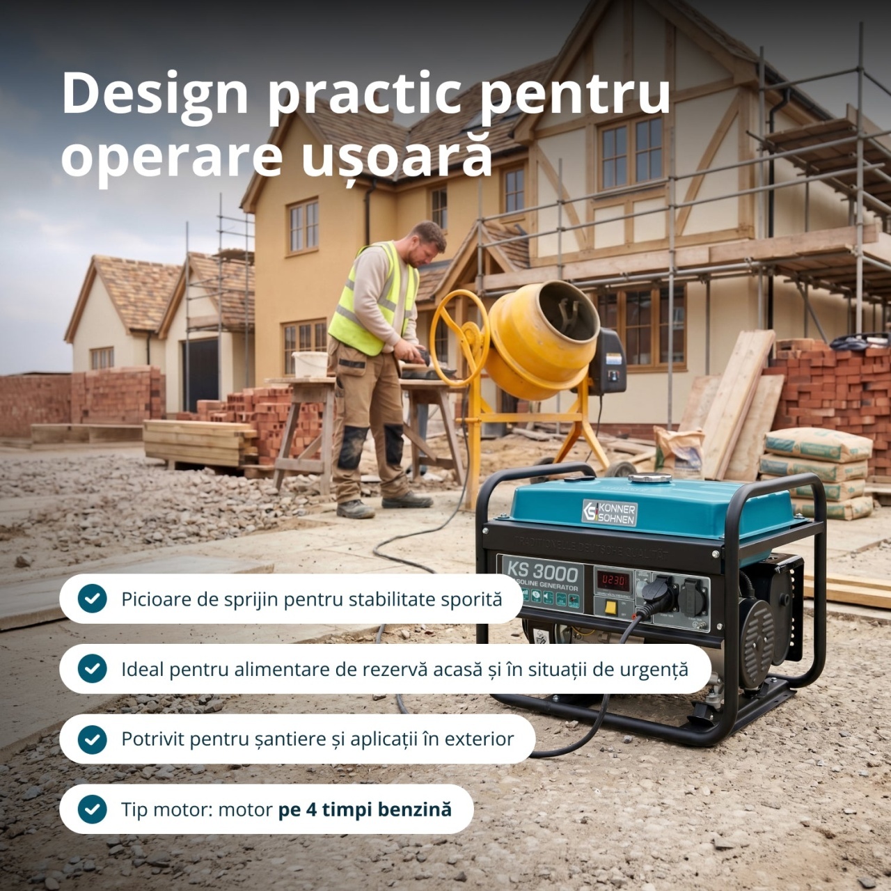 Generator de curent 3 kW benzina PRO - Konner & Sohnen - KS-3000 — imaginea 12