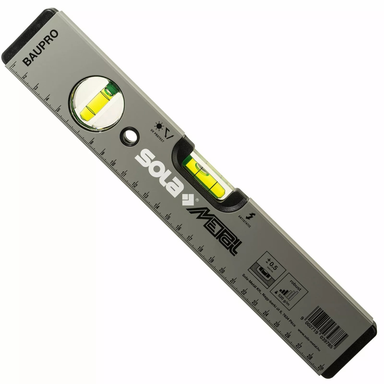 Nivela cu bula ( Boloboc ) cu profil tubular aluminiu BAUPRO 120 cm - Sola-69061401 — imaginea 6