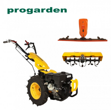 ProGARDEN Pachet Campo U9 motocultor multifunctional 9CP, benzina, 3+2 viteze, bara cosire 1200mm, freza tractata BT-X65 650mm [BT330/G177] - Img 1