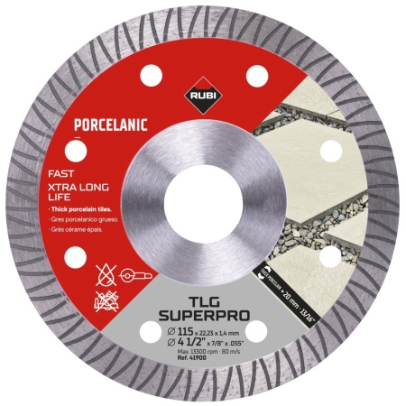 Disc diamantat pt. portelan si placi foarte dure 115x22,2mm, TLG 115 SuperPro - RUBI-41900
