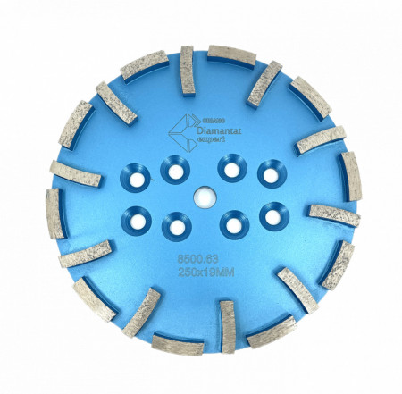 Disc cu segmenti diamantati pt. slefuire pardoseli - segment fin - Albastru - 250 mm - prindere 19mm - DXDY.8500.250.63