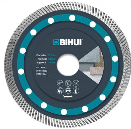 Disc Diamantat Super Subtire pt. Placi dure, Portelan 115x22.2 (mm) Super Premium - BIHUI-DCBN115