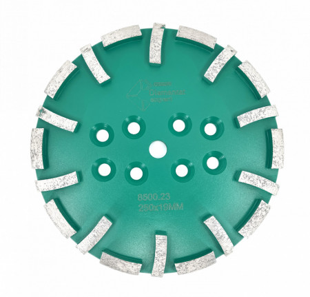 Disc cu segmenti diamantati pt. slefuire pardoseli - segment dur - Verde - 250 mm - prindere 19mm - DXDY.8500.250.23 - Img 1