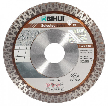 Disc Diamantat pt. Placi dure, Portelan dur, Placi ceramice 115x22.2 (mm) Super Premium - BIHUI-DCDA115