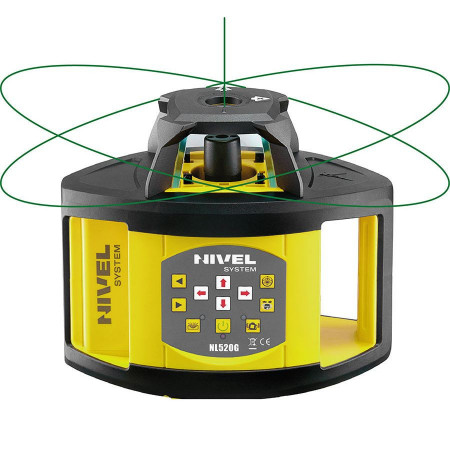 Nivelă laser rotativă cu fascicul verde (2 planuri, panta manuala), NL520G - Nivel System