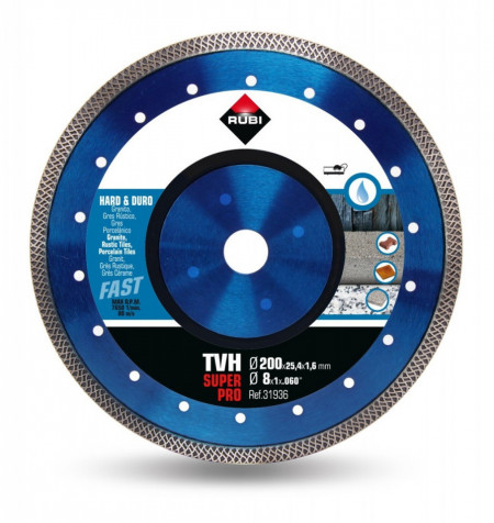 Disc diamantat pt. materiale foarte dure 200mm, TVH 200 SuperPro - RUBI-31936