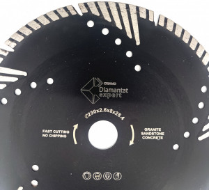 Disc diamantat TURBO Premium pentru Granit, Marmura, Piatra 230x25,4 (mm) - Triangle Protect - DXDY.2287.230.25