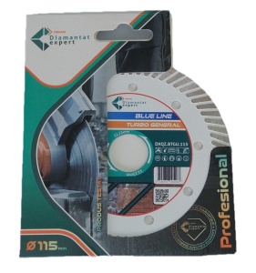 Disc DiamantatExpert TURBO pt. Beton Ranforsat Usor, Materiale de constructii 115x22.23 (mm) taiere uscata sau umeda, Blue Line Profesional - DXQZ.BTGU.115 - Img 4