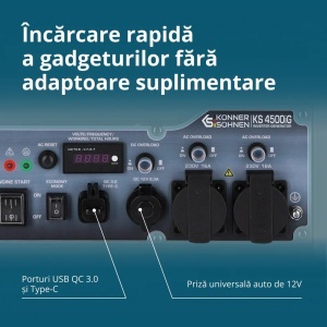 Generator de curent 4.5 kW inverter - HIBRID (GPL + benzina) - insonorizat - Konner & Sohnen - KS-4500iG - Img 11