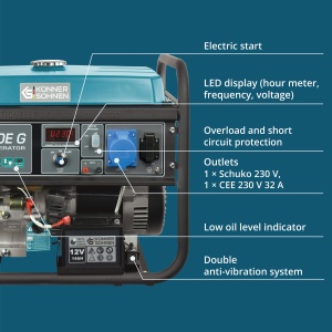 Generator de curent 5.5 kW HIBRID (GPL + Benzina) - Konner & Sohnen - KS-7000E-G - Img 11
