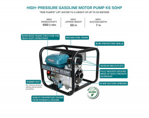 Motopompa apa curata de mare presiune 2" - 500 l / min - Konner & Sohnen - KS-50HP - Img 8