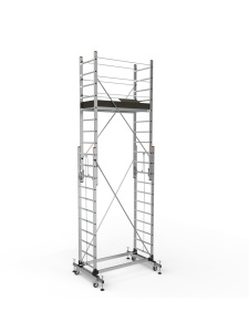 Schela mobila aluminiu telescopica 2x3(m), inaltime lucru 6 metri, o platforma 1,6x0,6(m), max 200kg/mp - CNO-SME-MEGA6