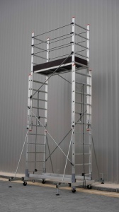 Schela mobila aluminiu telescopica 2x5(m), inaltime lucru 10 metri, o platforma 1,6x0,6(m), max 200kg/mp - CNO-SME-MEGA10 - Img 6
