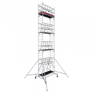 Schela Protec 0,6 x 2m, aluminiu, inaltime lucru 8.3m, inaltime schela 7.45m, inaltime platforma 6.3m (0+1+4+(2*3)+(2*Stabilizatoare)) - Img 1