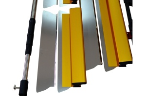 Set de gletiere profesionale Heavy-Duty aluminiu 30, 50, 80 (cm) x 0.35mm cu maner extensibil si cutie de transport - CNO-GHD853SET - Img 3