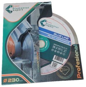 Disc DiamantatExpert pt. Ceramica, Gresie Portelanata de Duritate Medie, Placi 230x25,4/22.23(ring) (mm) taiere uscata sau umeda, Blue Line Profesional - DXQZ.BTLE.230.25-22 - Img 3