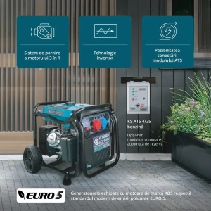 Generator de curent 8.5 kW inverter - benzina - Konner & Sohnen - KS-8100iE-1/3-ATSR - Img 4