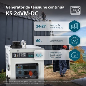 Generator de curent continuu DC 24-27.5V, 1.6 kW, max. 60A - benzina - Konner & Sohnen - KS-24VM-DC - Img 2