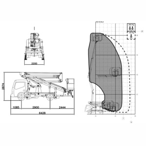 Nacela cu brat telescopic dublu articulat montata pe autosasiu COMET Euro Sky 21/2/9 HQ-H+H H 21m L 9m 260KG - Img 2