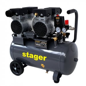 Stager HM0.75x2JW/50 compresor aer, 50L, 8bar, 270L/min, monofazat, angrenare directa, silentios - Img 1