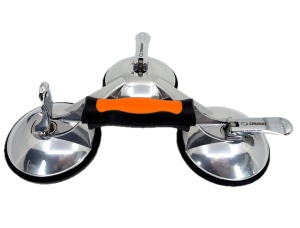 Ventuza tripla pt. gresie, sticla, faianta profesionala cu corp din Aluminiu Ø123mm, 160kg - CNO-ALUV3 - Img 2