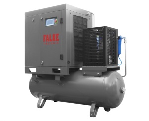 Compresor de aer profesional cu surub cu uscator de aer - 11kW, 1620 L/min, 8-10-13bari - Rezervor 300litri - Falke-FKVTG-KS-11-300LCOMBO