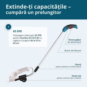 Foarfecă cu acumulator pentru tuns iarbă și gard viu KS SHT-8V - Img 10