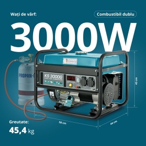 Generator de curent 3 kW HIBRID (GPL + Benzina) - Konner & Sohnen - KS-3000-G - Img 9