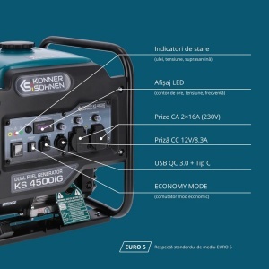 Generator de curent 4.5 kW inverter - HIBRID (GPL + benzina) - insonorizat - Konner & Sohnen - KS-4500iG - Img 8