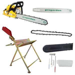 ProGARDEN MF3545P Motoferastrau 450mm, 3.4CP, benzina 2t, 55cmc + Capra taiat lemne + Cadou lama si lant - Img 3