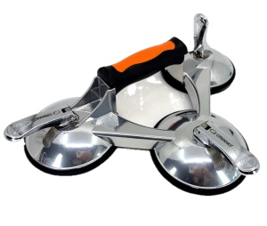 Ventuza tripla pt. gresie, sticla, faianta profesionala cu corp din Aluminiu Ø123mm, 160kg - CNO-ALUV3 - Img 3