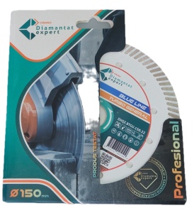 Disc DiamantatExpert TURBO pt. Beton Ranforsat Usor, Materiale de constructii 150x22.23 (mm) taiere uscata sau umeda, Blue Line Profesional - DXQZ.BTGU.150 - Img 2
