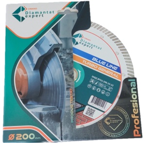 Disc DiamantatExpert TURBO pt. Beton Ranforsat Usor, Materiale de constructii 200x25,4/22.23(ring) (mm) taiere uscata sau umeda, Blue Line Profesional - DXQZ.BTGU.200.25-22 - Img 2
