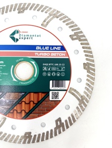 Disc DiamantatExpert TURBO Segmentat pt. Beton Ranforsat Usor, Materiale de constructii 180x25,4/22.23(ring) (mm) taiere uscata sau umeda, Blue Line Profesional - DXQZ.BTTC.180.25-22 - Img 3