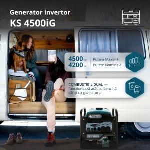 Generator de curent 4.5 kW inverter - HIBRID (GPL + benzina) - insonorizat - Konner & Sohnen - KS-4500iG - Img 2