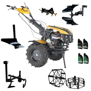 ProGARDEN Pachet Campo 1873 Alpine V2 Motocultor 18CP + Plug bilonat + Plug reversibil + Prasitoare + Adaptor + 2 roti metalice 540x170 + 4L Ulei