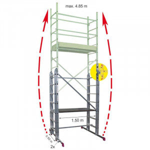 Scara schela  articulata din aluminiu Corda 0,6 x 1,5m, aluminiu, inaltime lucru 4,85m