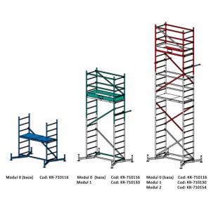 Schela din alumniu Climtec 0,6 x 1.5m, aluminiu, inaltime lucru 7m, modul 0+1+2