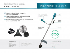 Trimmer de tuns iarbă electric KS BCT-1400 - Img 2