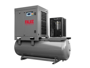 Compresor de aer profesional cu surub cu uscator de aer - 11kW, 1620 L/min, 8-10-13bari - Rezervor 500litri - Falke-FKVTG-KS-11-500LCOMBO