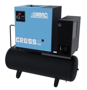 Compresor de aer profesional cu surub, cu uscator de aer - 4 kW turatie variabila, 516 L/min, 10 bari - Rezervor 200 Litri - ABAC-CROSS-500E-10-400/50-200-MEBB