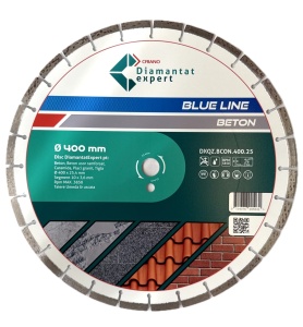 Disc DiamantatExpert LASER pt. Beton, Materiale constructii 400x25,4mm (mm) taiere uscata sau umeda, Blue Line Profesional - DXQZ.BCON.400.25