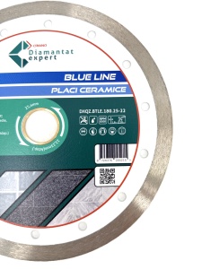 Disc DiamantatExpert pt. Ceramica, Gresie Portelanata de Duritate Medie, Placi 180x25,4/22.23(ring) (mm) taiere uscata sau umeda, Blue Line Profesional - DXQZ.BTLE.180.25-22 - Img 3
