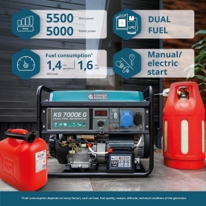 Generator de curent 5.5 kW HIBRID (GPL + Benzina) - Konner & Sohnen - KS-7000E-G - Img 9