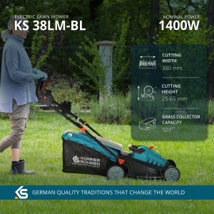 Mașină de tuns iarba electrică - 380mm, 50l - Konner & Sohnen - KS 38LM-BL - Img 5