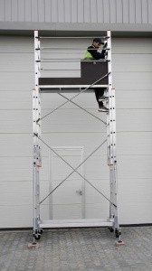 Schela mobila aluminiu telescopica 2x5(m), inaltime lucru 10 metri, o platforma 1,6x0,6(m), max 200kg/mp - CNO-SME-MEGA10 - Img 4